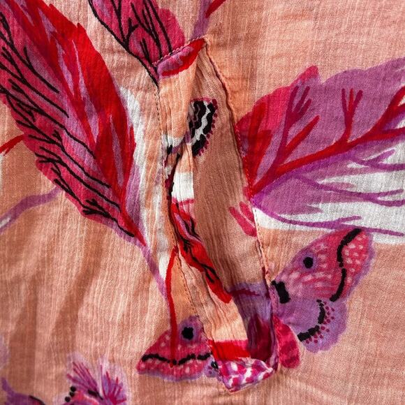 Banjanan Chrissie Buttondown Shirt in Jubilee Tropical Pink Bird Print Size XXL - Picture 7 of 7